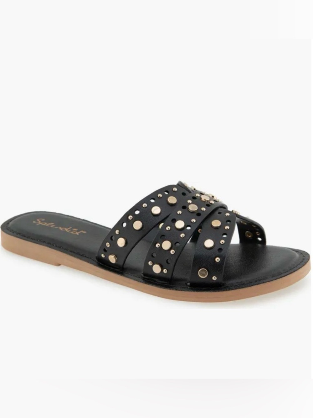 Splendid Samira Black Studded Leather Slide Sandals